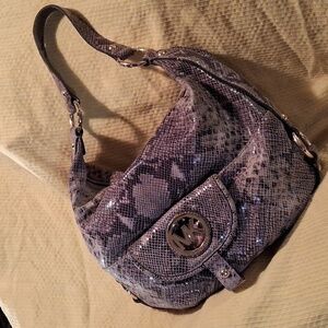 Michael Kors Snake Skin Print Leather Hobo